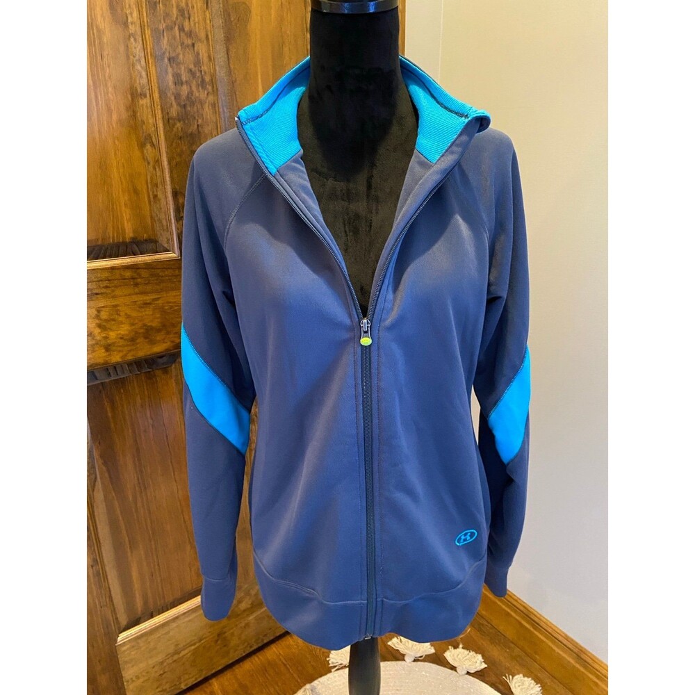 Under Armour Womens Gray & Turquoise Athletic Jacket Sz Large Sporty Athleisure